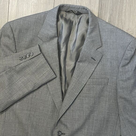 Jos. A. Bank Other - Jos.A.Bank Blazer Men's 44L Wool Plaid Windowpane Single Vent Sports Coat